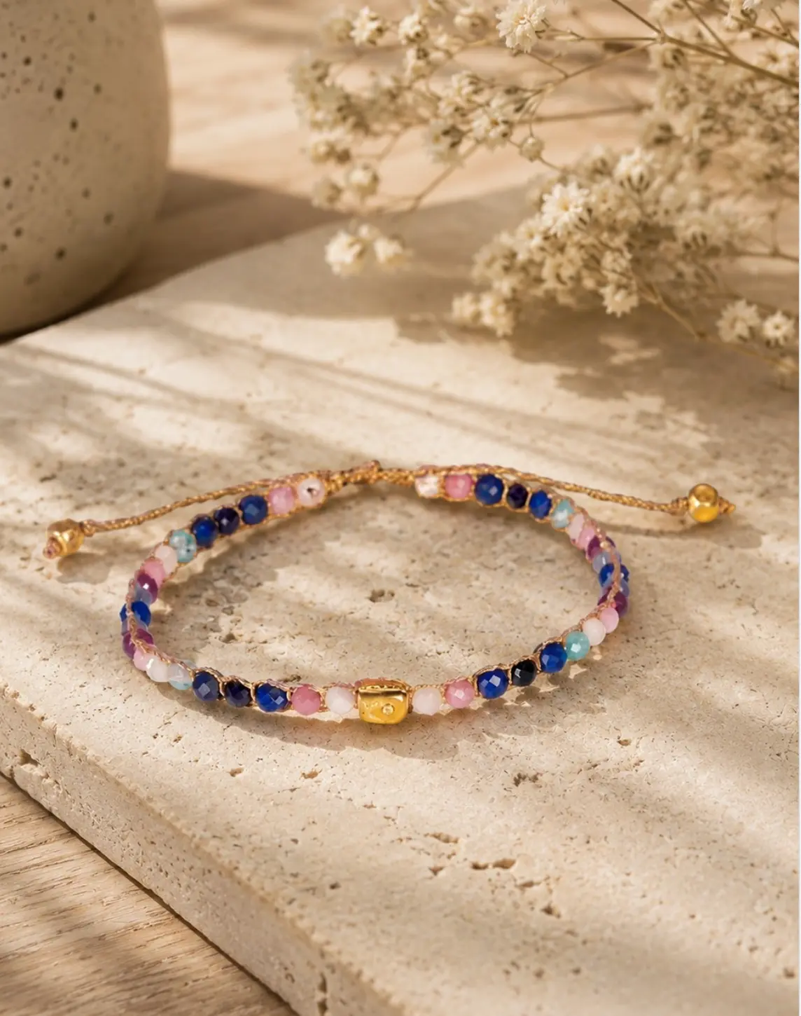 Handcrafted macramé gemstone bracelets from Bali