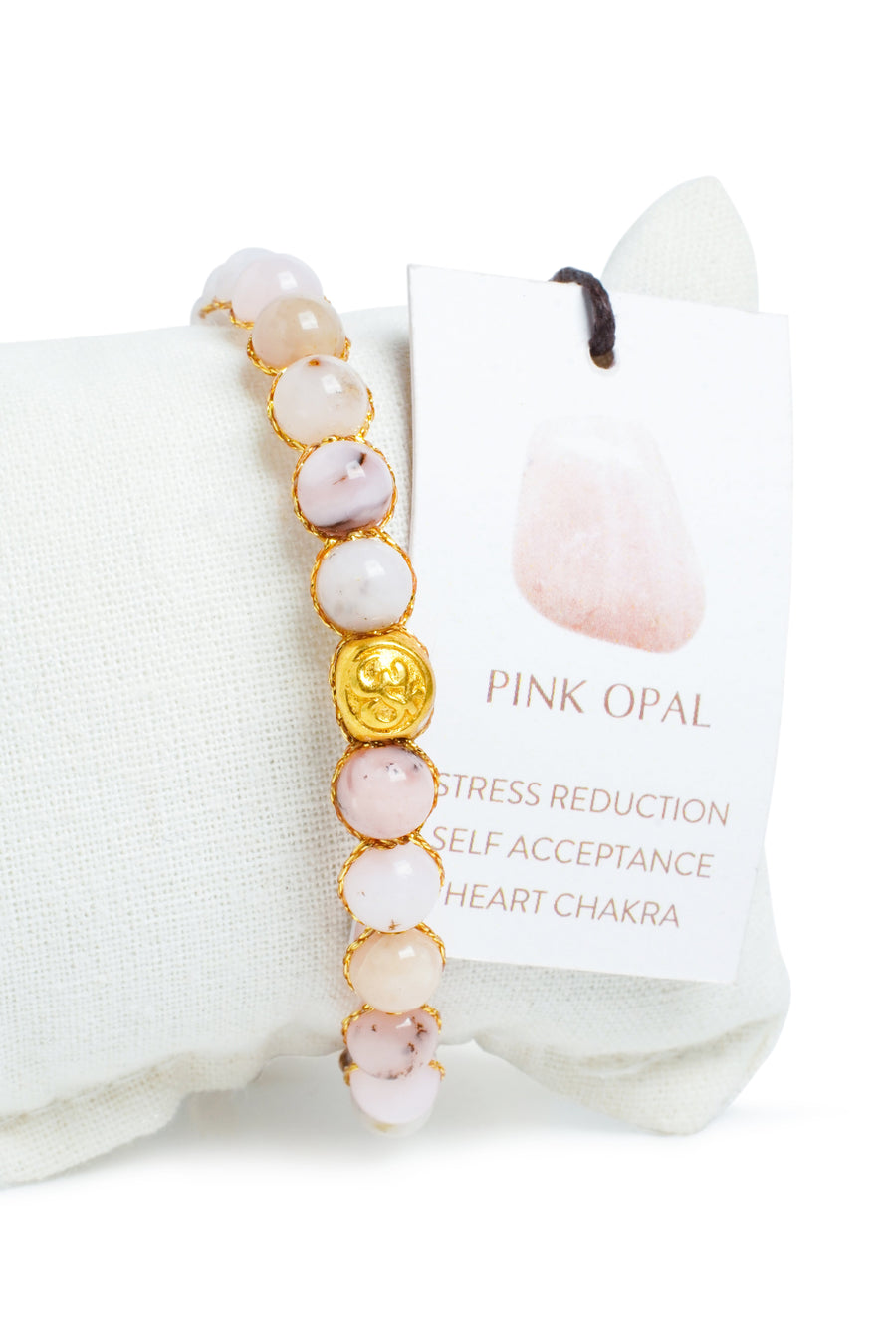 Pink Opal 6mm Bracelet | Gold