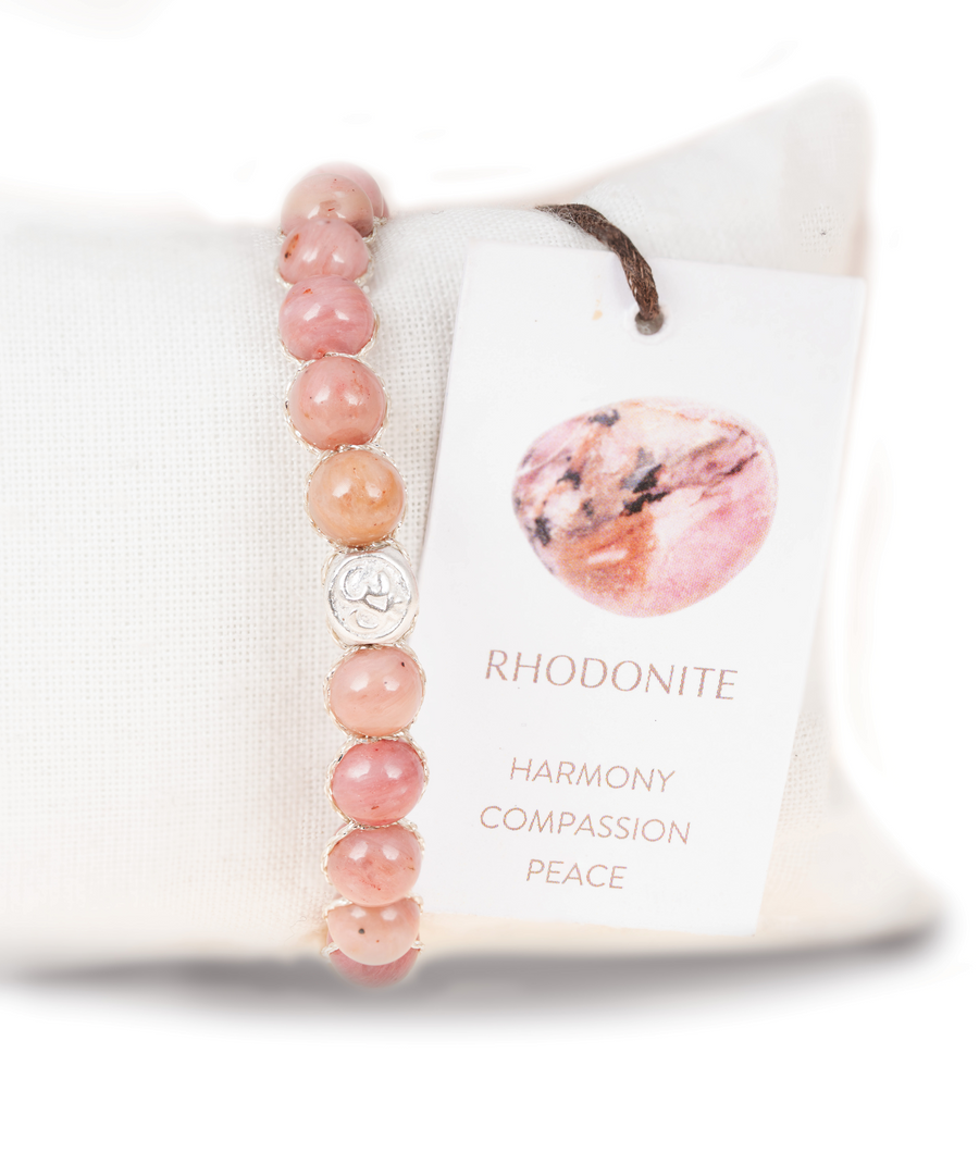 Rhodonite 6mm Bracelet | Silver