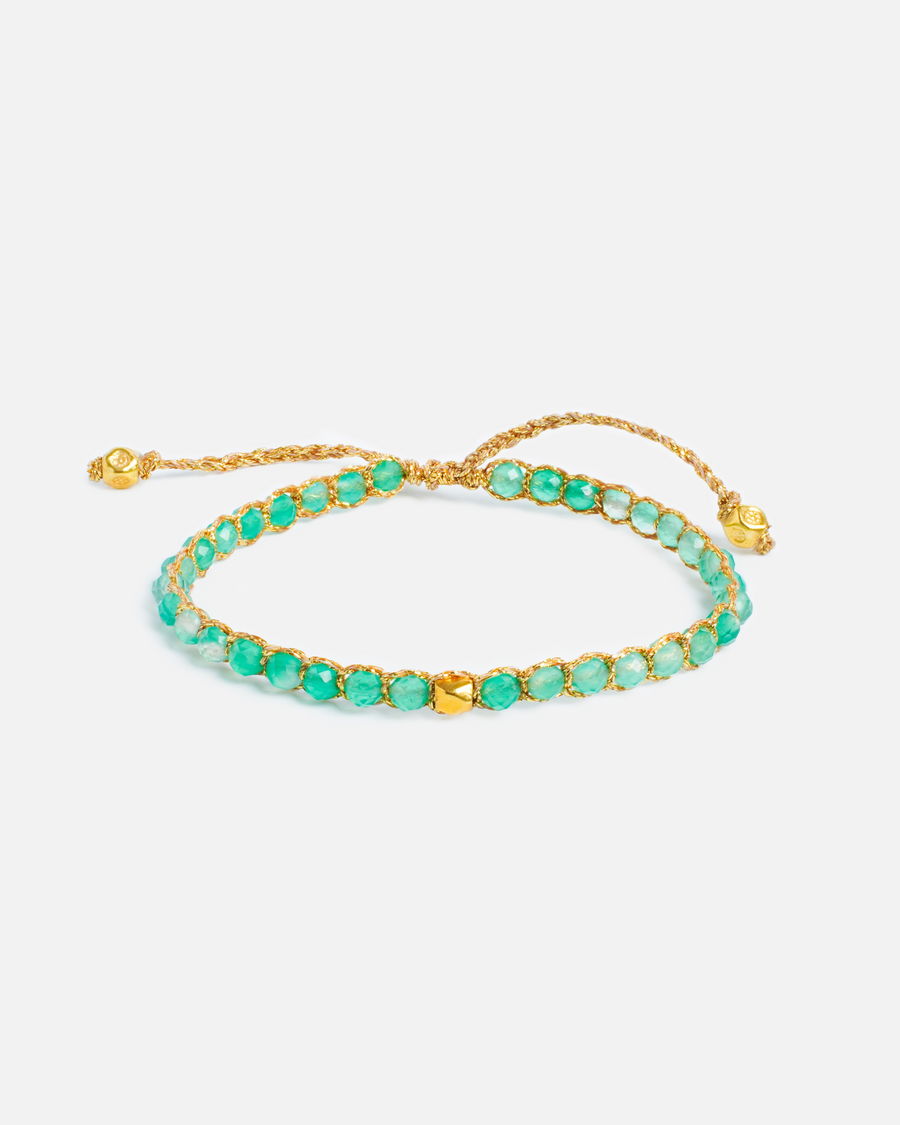 Green Onyx Nugget Kids  Bracelet | Gold