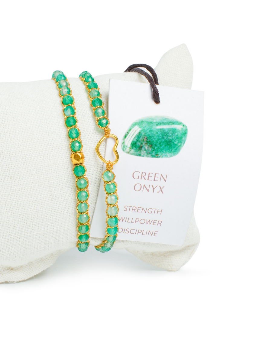 Green Onyx Nugget Kids  Bracelet | Gold