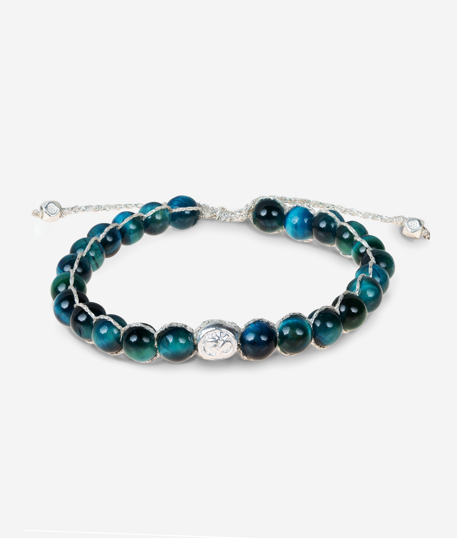 Turquoise Blue Tiger Eye 6mm Bracelet | Silver