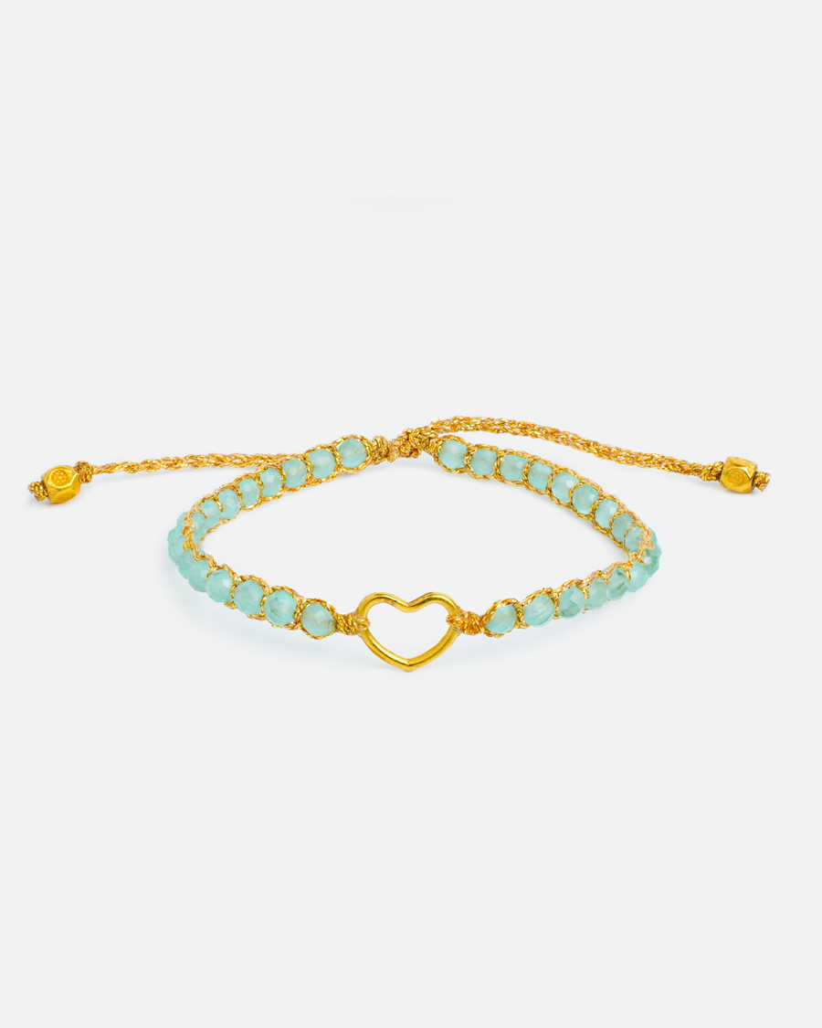 Chalcedony Heart Kids Bracelet | Gold