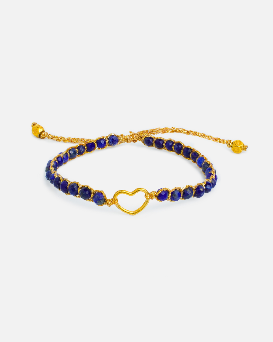 Lapis Lazuli Heart Kids Bracelet | Gold