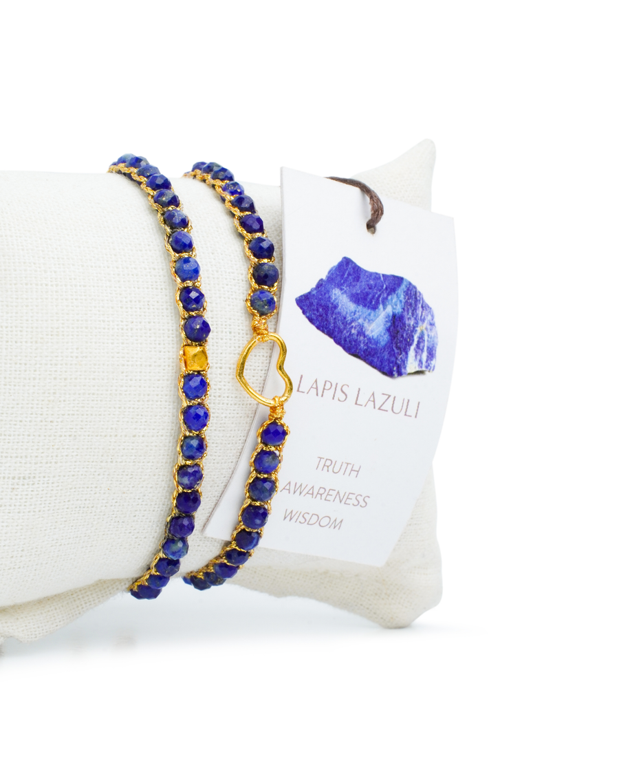 Lapis Lazuli Nugget Kids Bracelet | Gold