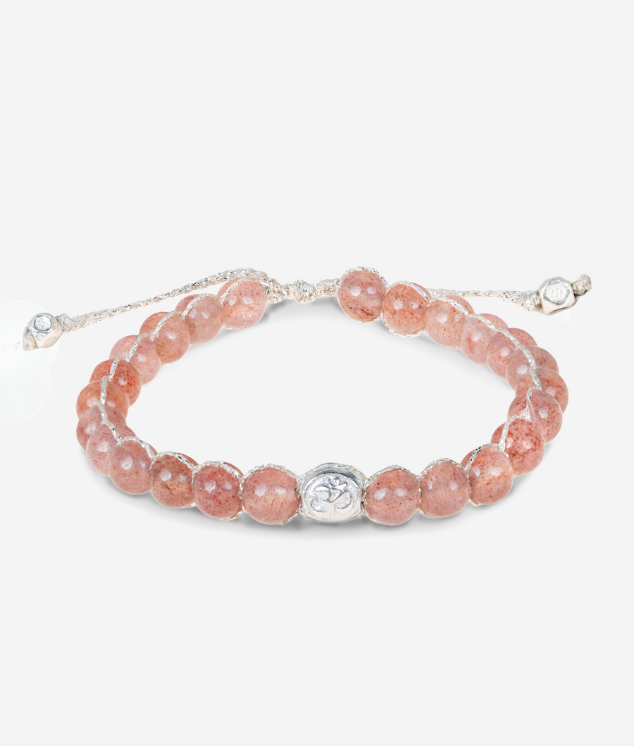 Strawberry Quartz 6mm Bracelet | Silver