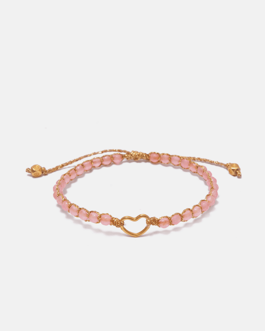 Pink Tourmaline Heart Kids Bracelet | Gold - Samapura Jewelry