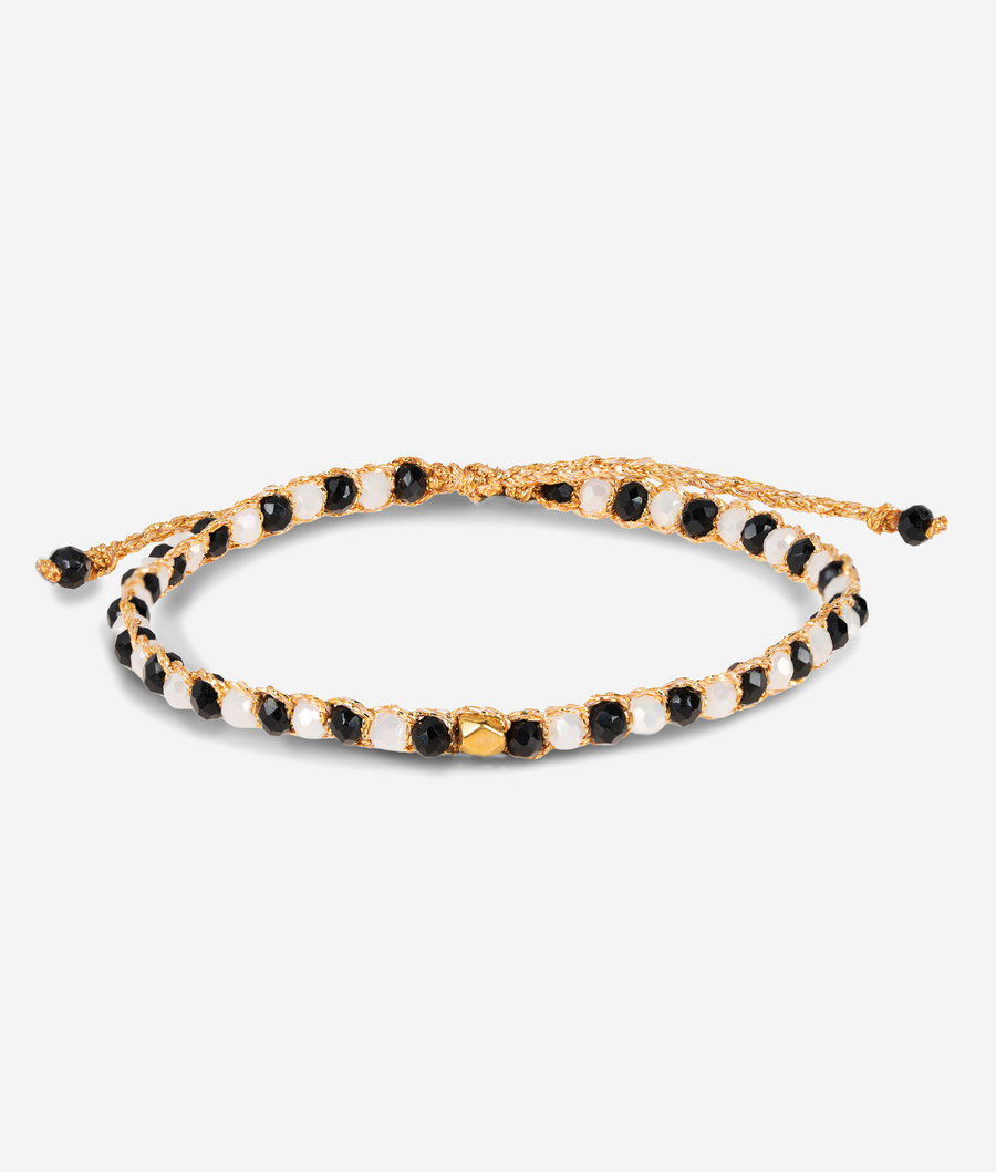 Crystal Dwiwarna Black & White Nugget Bracelet | Gold