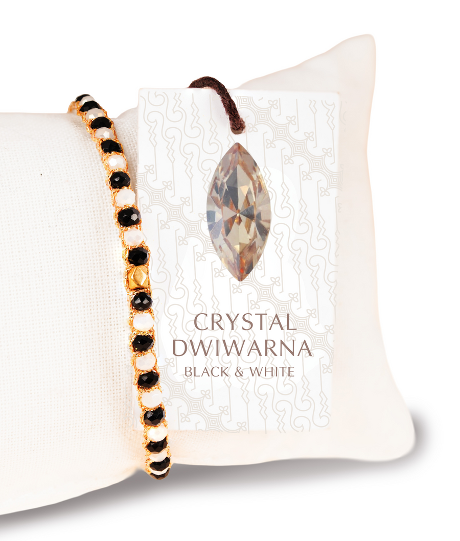 Crystal Dwiwarna Black & White Nugget Bracelet | Gold