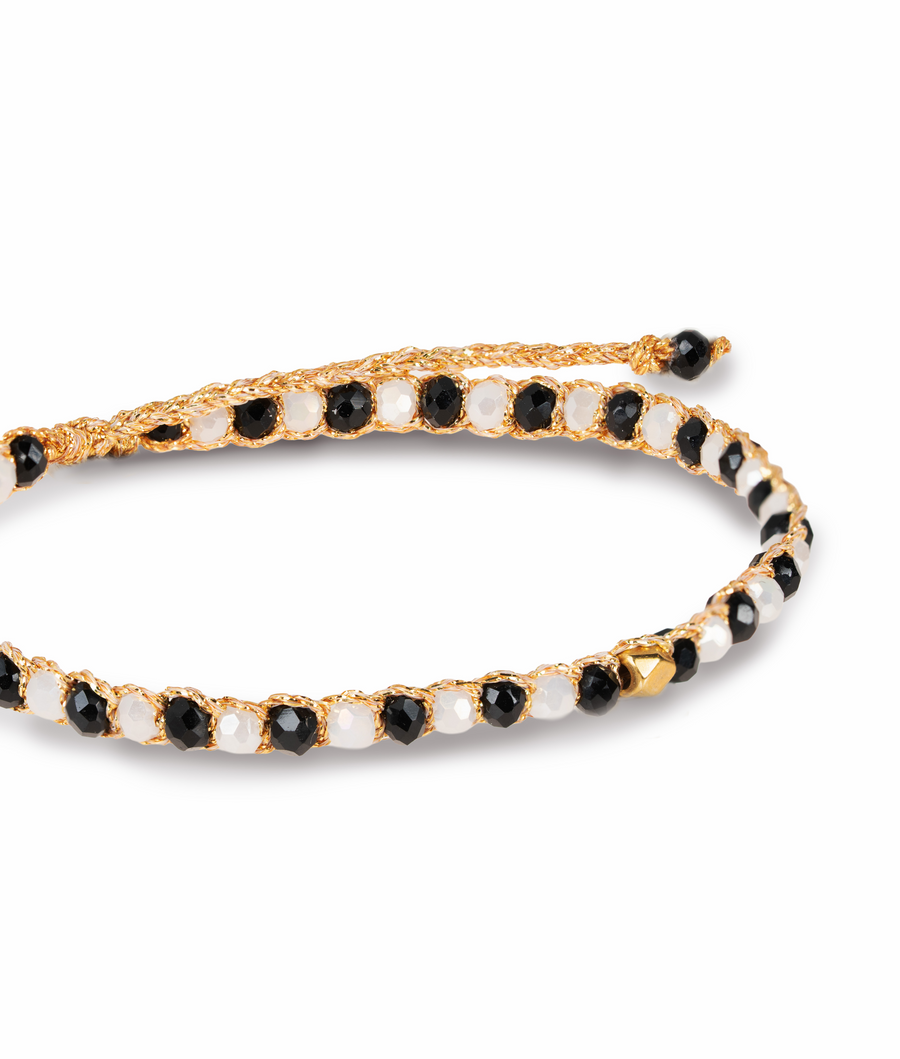 Crystal Dwiwarna Black & White Nugget Bracelet | Gold