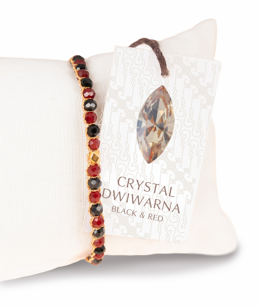Crystal Dwiwarna Red & Black Nugget Bracelet | Gold