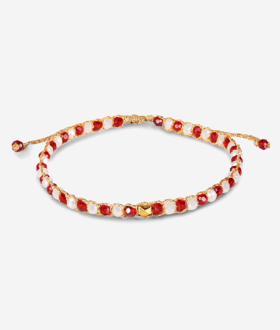 Crystal Dwiwarna Red & White Nugget Bracelet | Gold