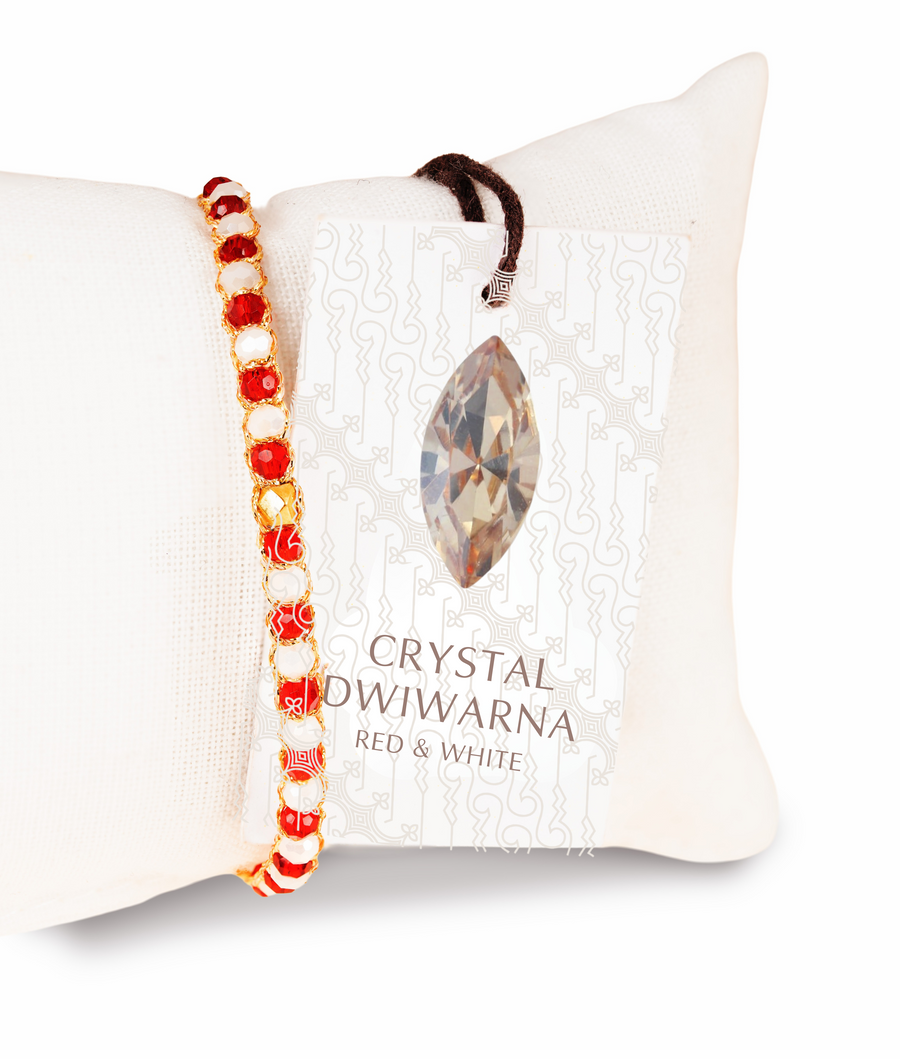 Crystal Dwiwarna Red & White Nugget Bracelet | Gold