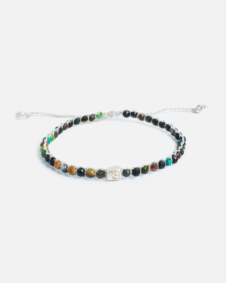 Dark Chrysocolla Agate Bracelet | Silver