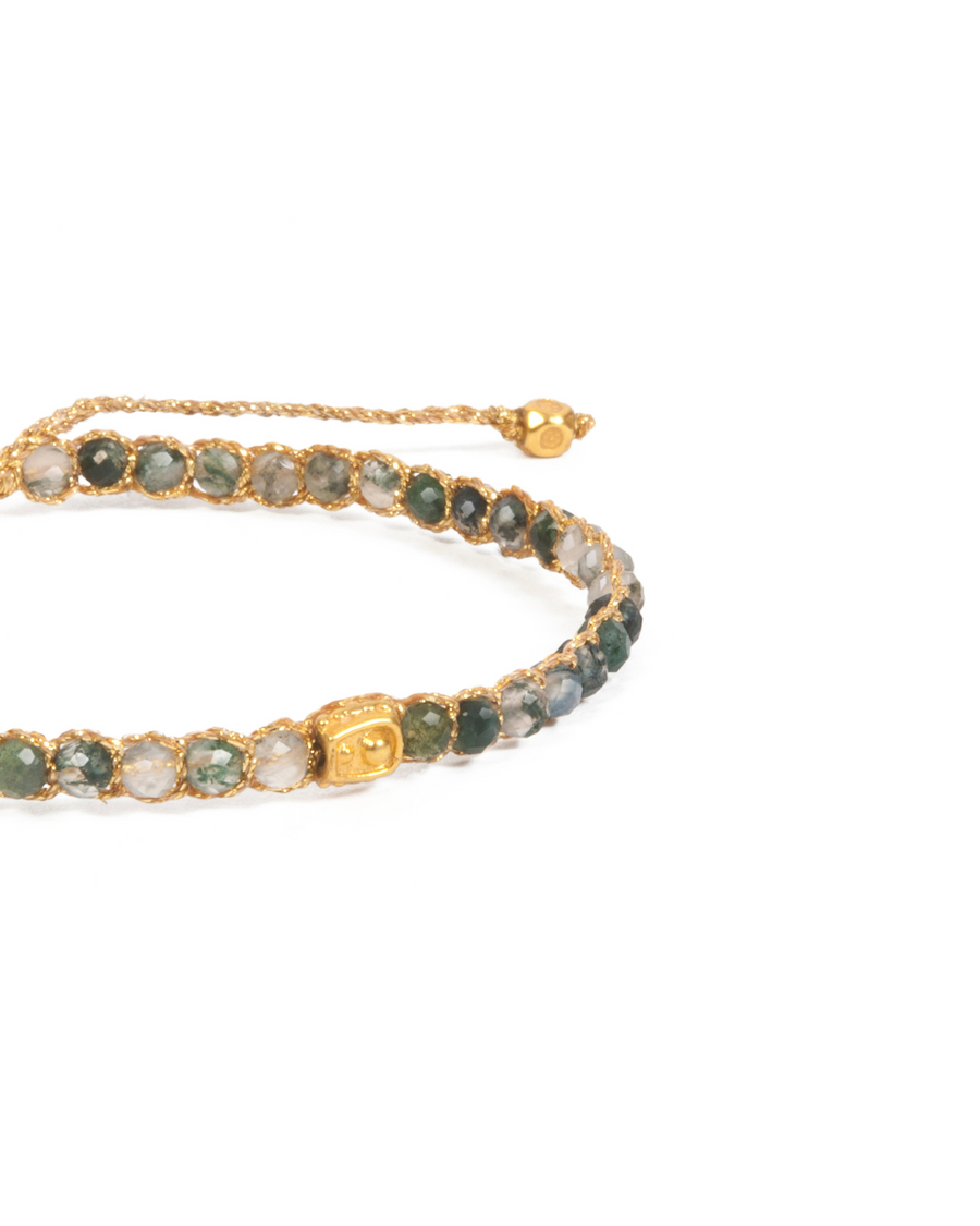 Moss Agate Bracelet | Gold