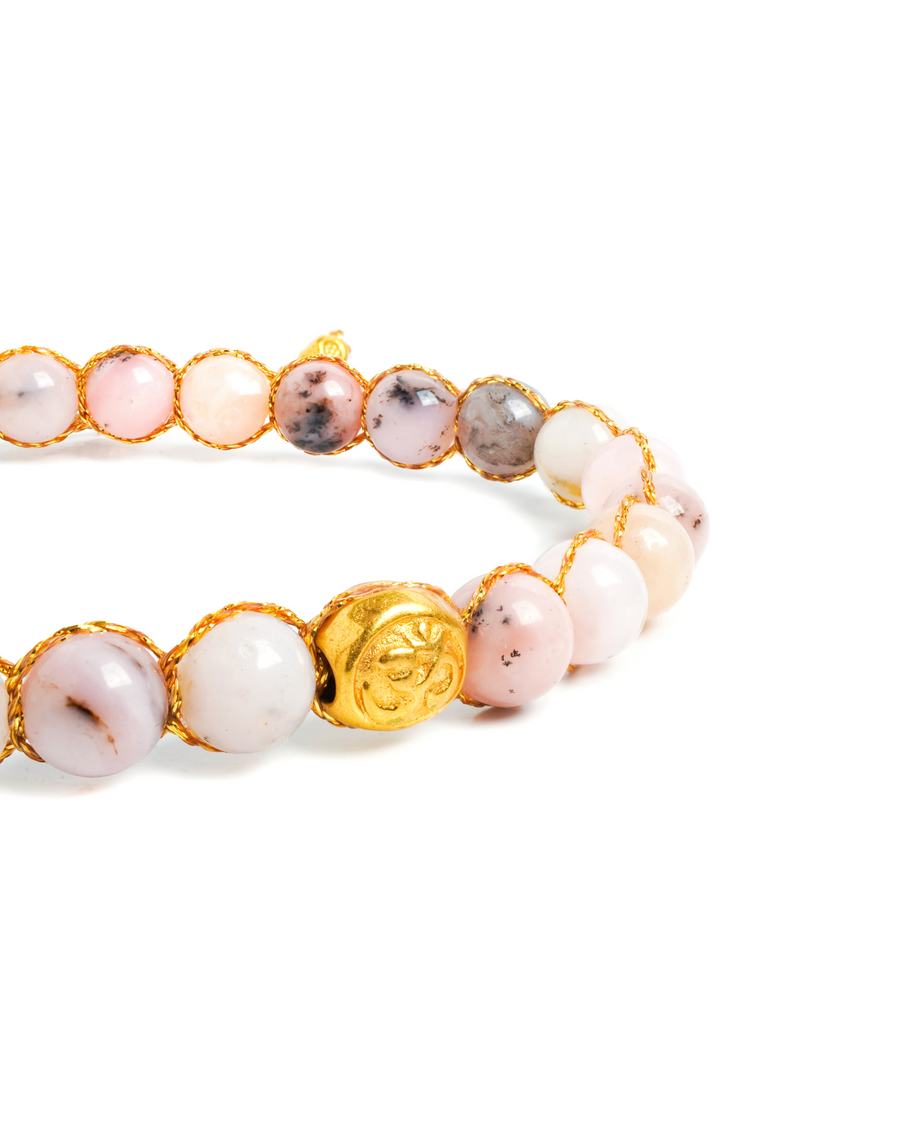 Pink Opal 6mm Bracelet | Gold