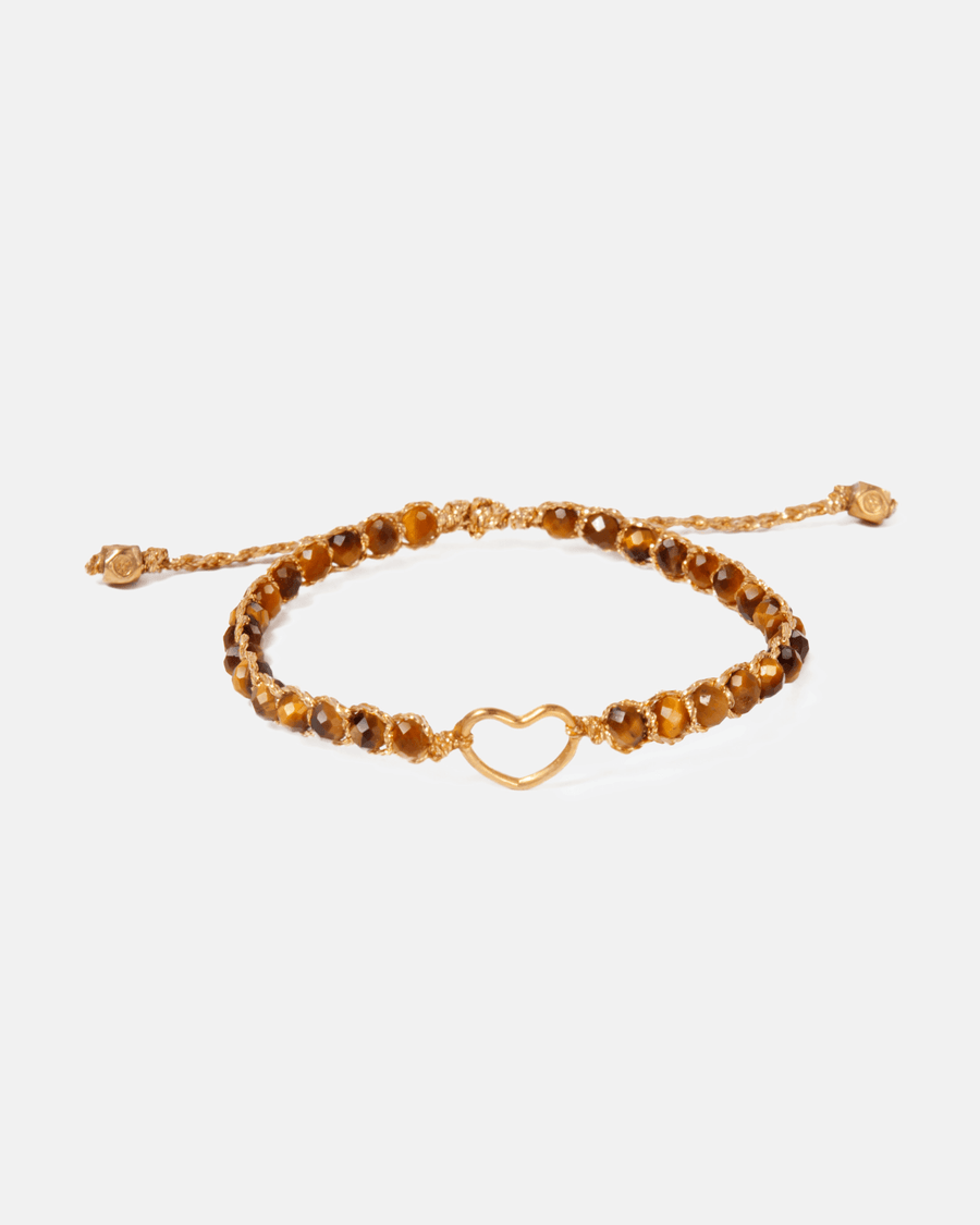 Tiger Eye Kids Bracelet Heart | Gold - Samapura Jewelry