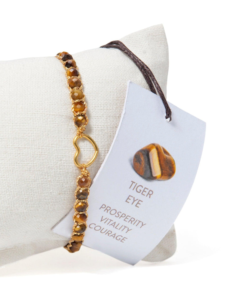 Tiger Eye Kids Bracelet Heart | Gold - Samapura Jewelry