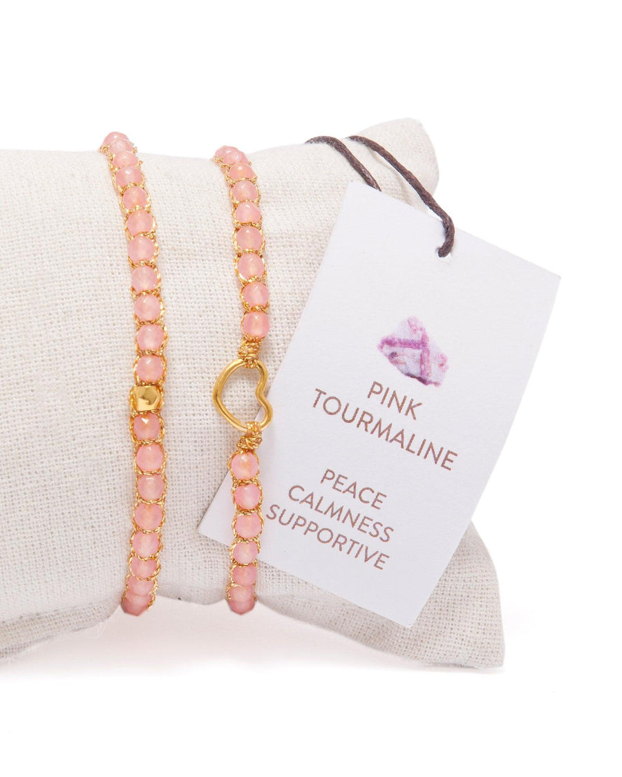 Pink Tourmaline Heart Kids Bracelet | Gold - Samapura Jewelry