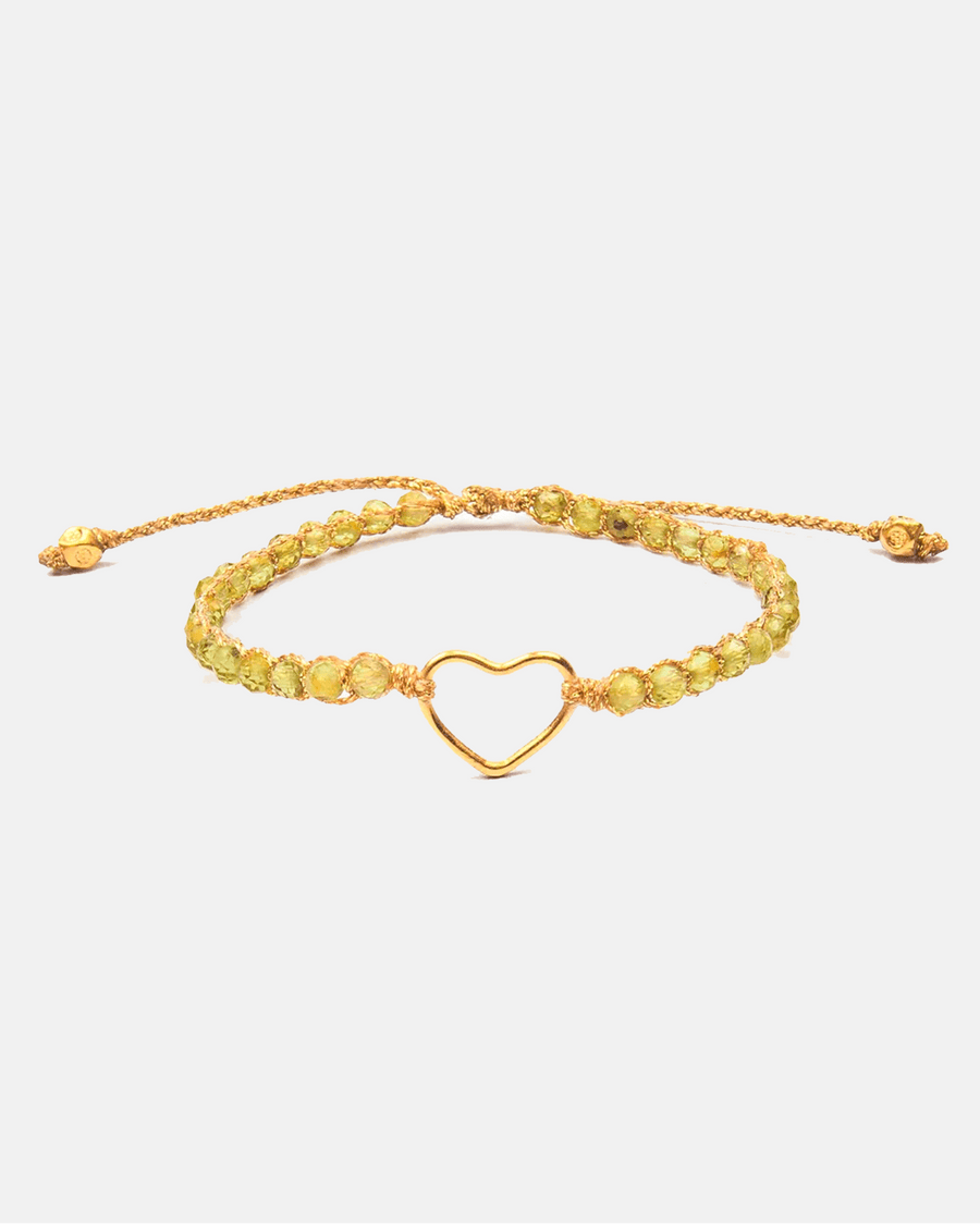 Peridot Heart Bracelet | Gold - Samapura Jewelry