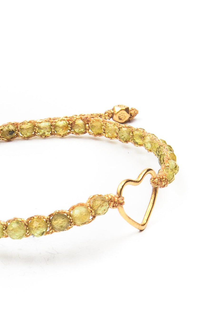 Peridot Heart Bracelet | Gold - Samapura Jewelry