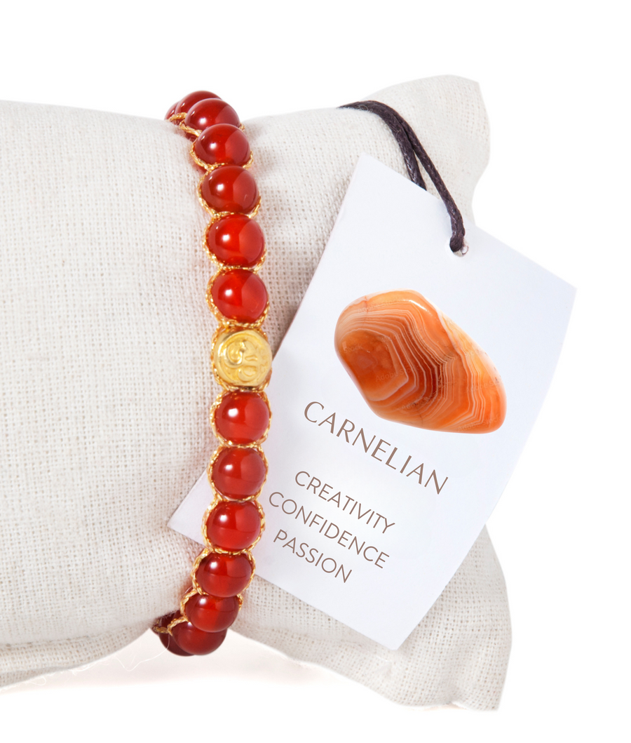 Carnelian 6mm Bracelet | Gold