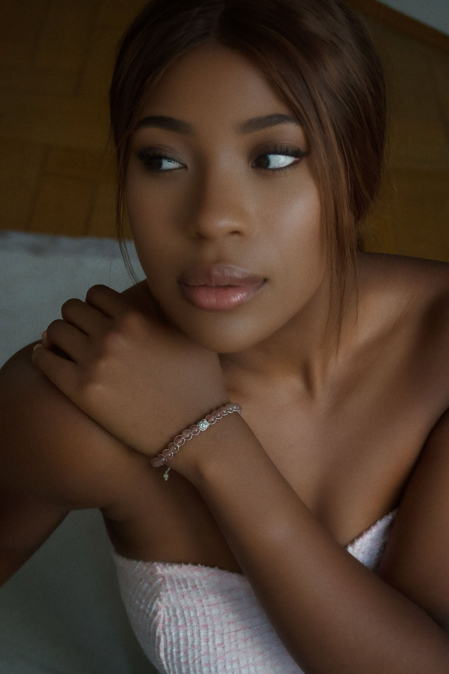 Strawberry Quartz 6mm Bracelet | Silver