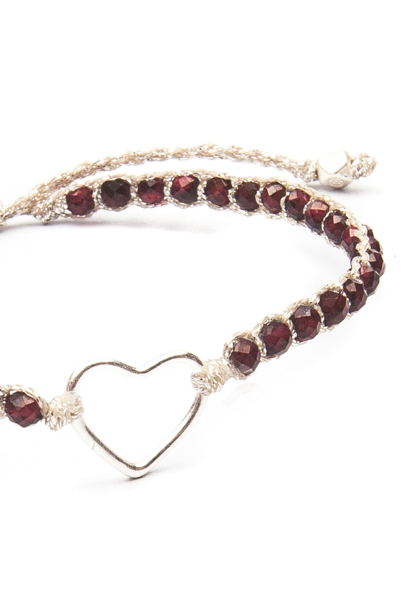 Ruby Heart Bracelet | Silver