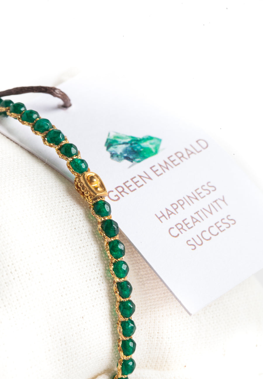 Green Emerald Agate Bracelet | Gold