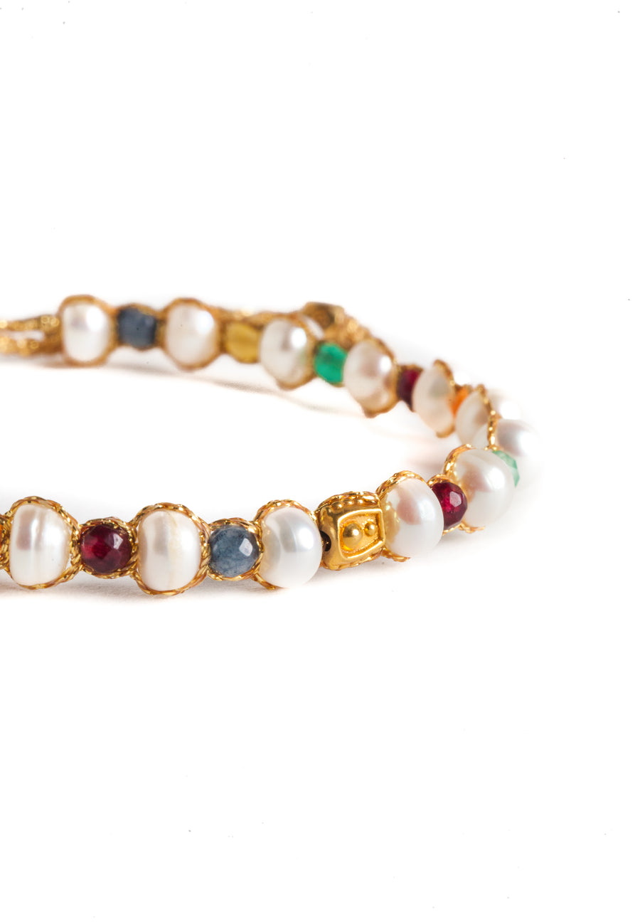 Pearl & Gemstone Bracelet | Gold