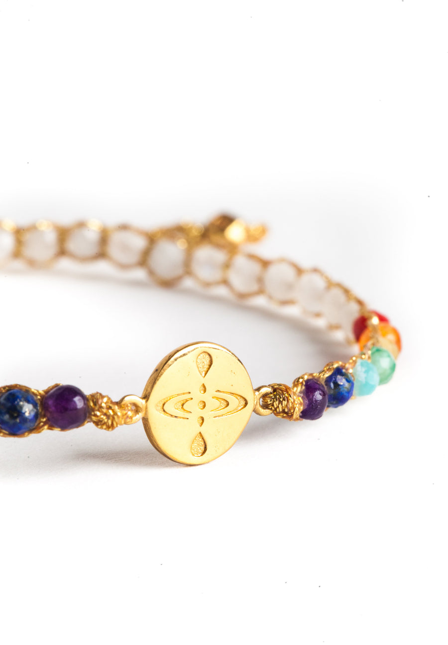 Mindfulness 7 Chakras Moonstone Bracelet | Gold