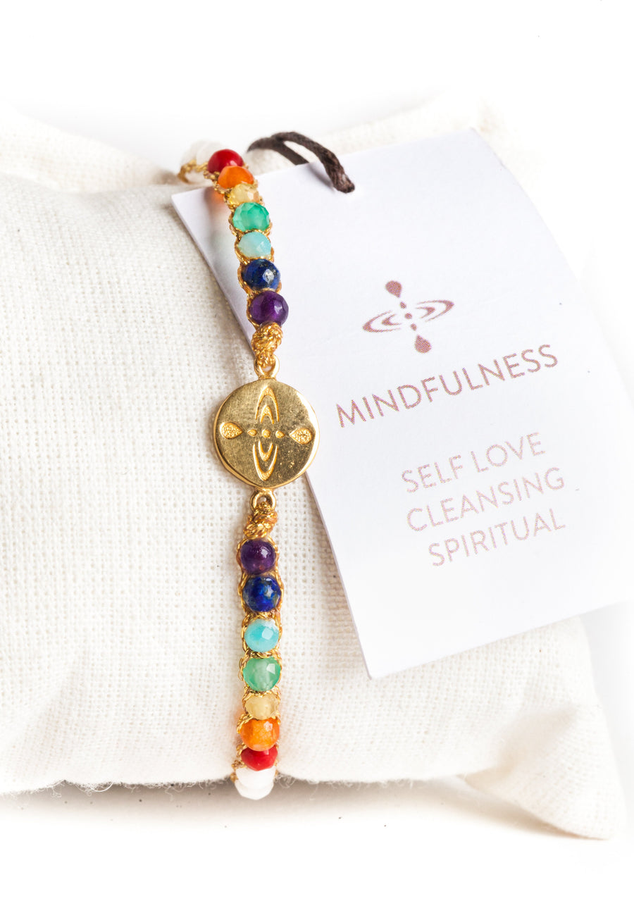 Mindfulness 7 Chakras Moonstone Bracelet | Gold