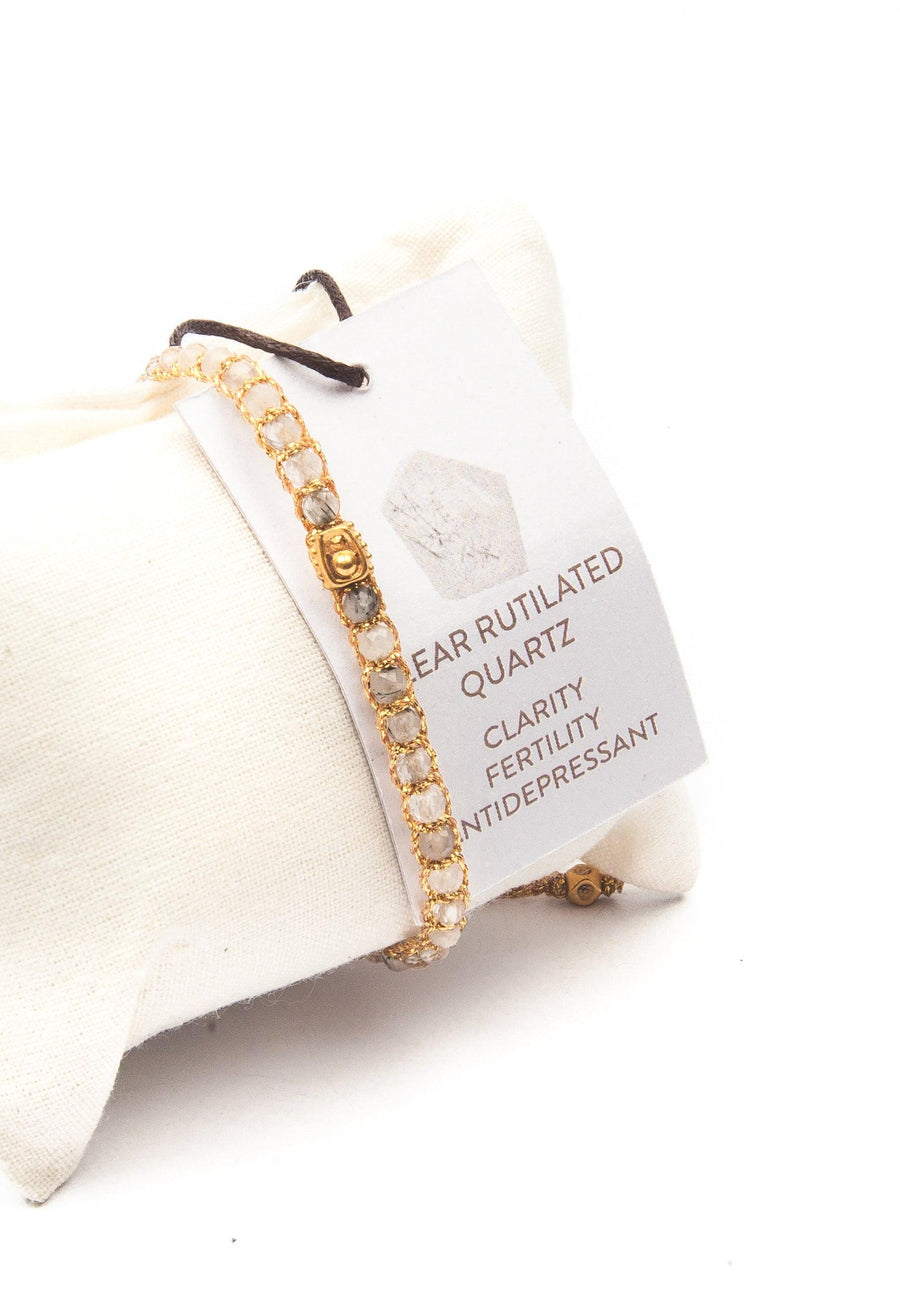 Clear Rutilated Quartz Bracelet | Gold - Samapura Jewelry