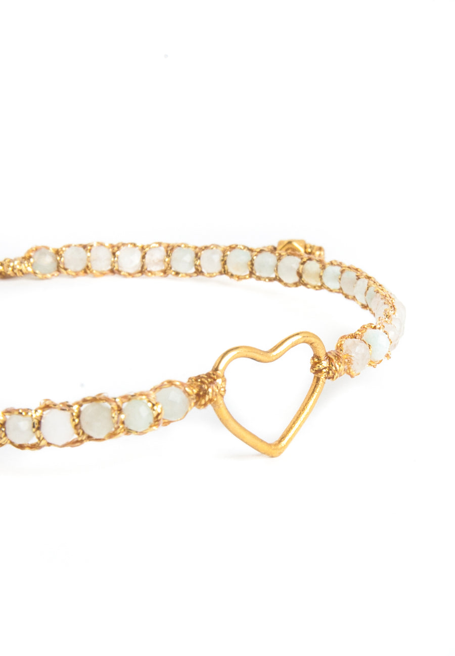 Aquamarine Heart Bracelet | Gold