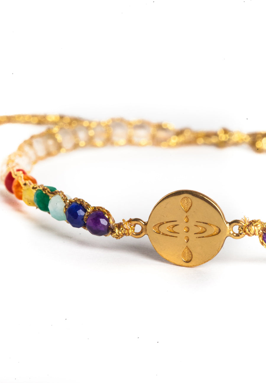 Mindfulness 7 Chakras Lemon Quartz Bracelet | Gold