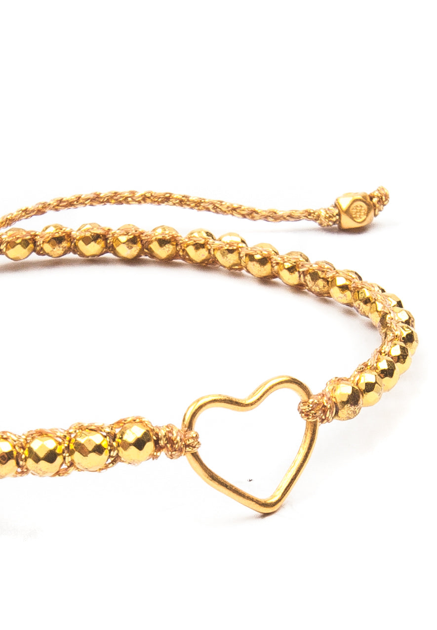 Pyrite Bracelet Heart | Gold