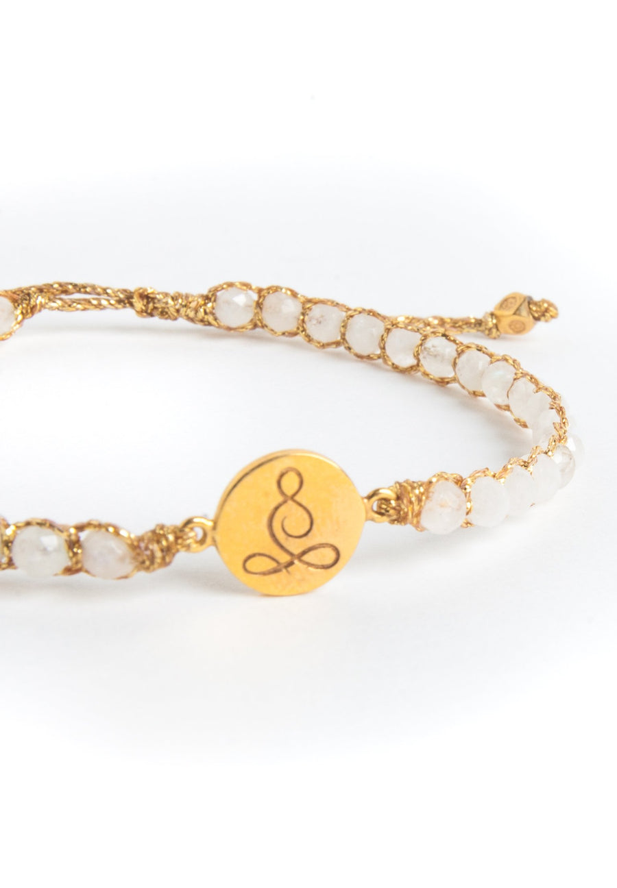 Lotus Moonstone Bracelet | Gold