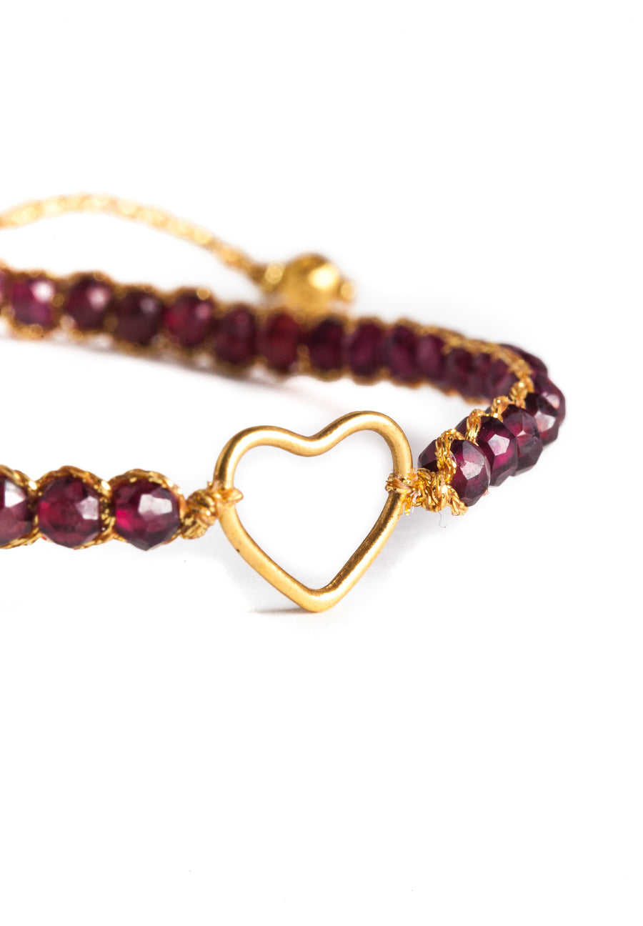 Ruby Heart Bracelet | Gold