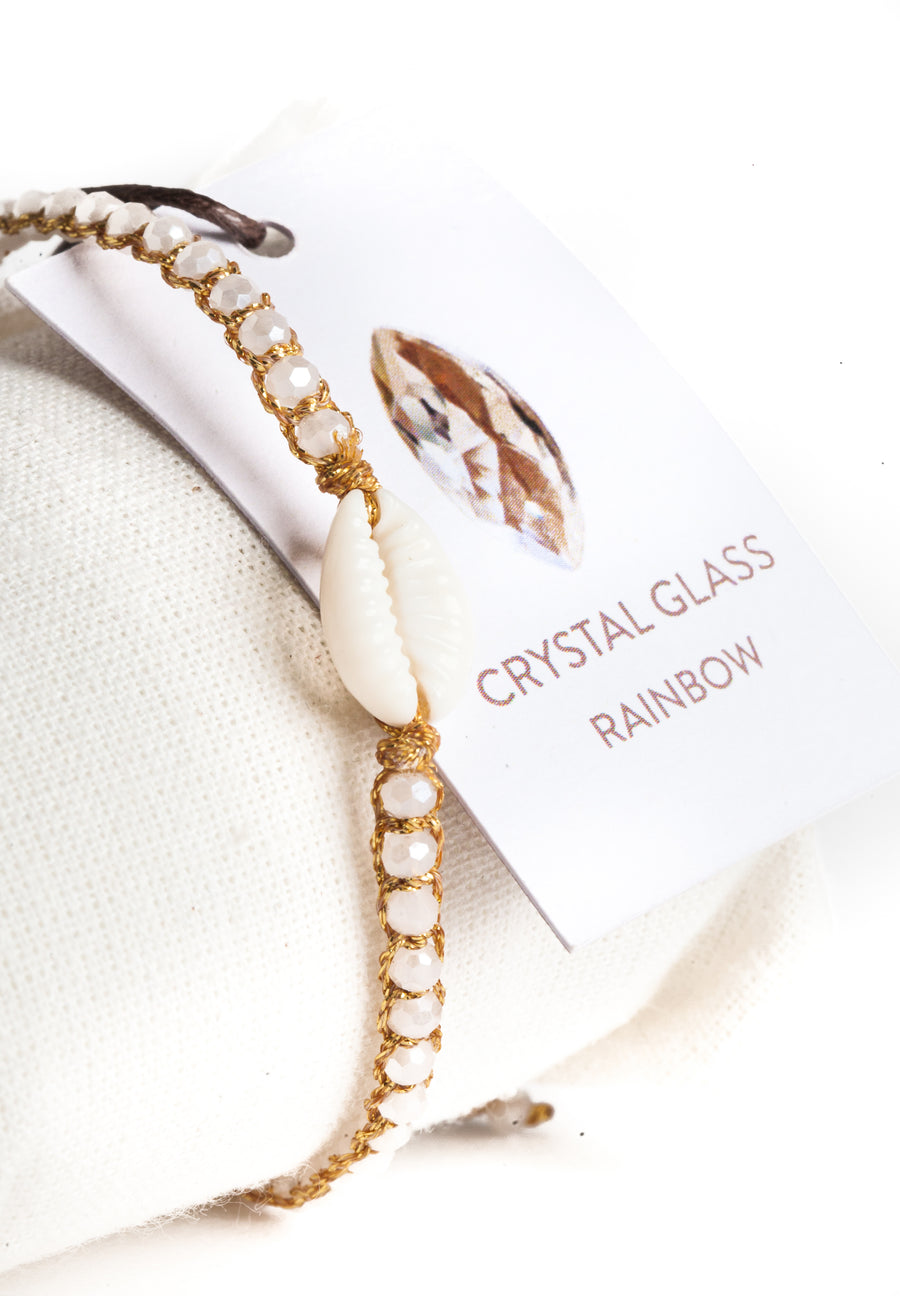 Crystal Rainbow Shell Bracelet | Gold