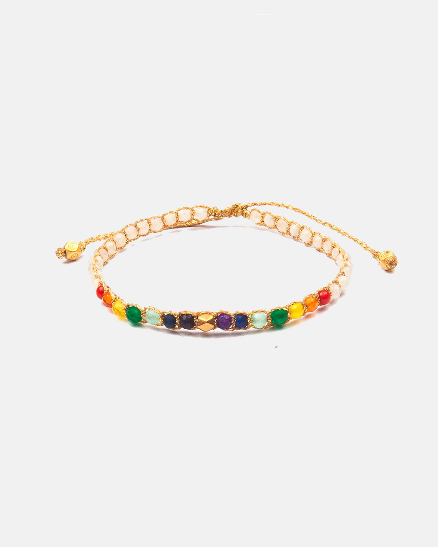 7 Chakras Moonstone Bracelet | Gold