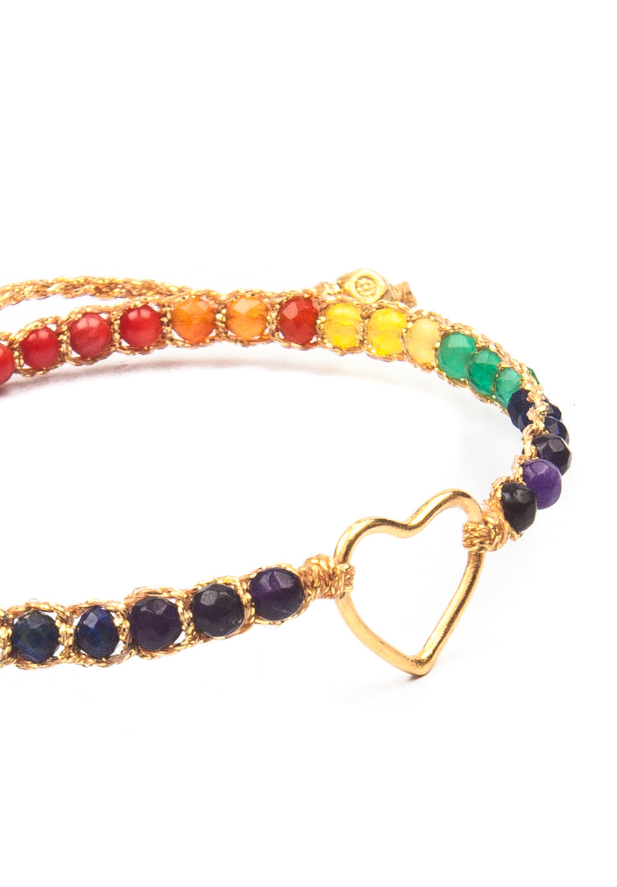 Rainbow Bold Heart Bracelet | Gold