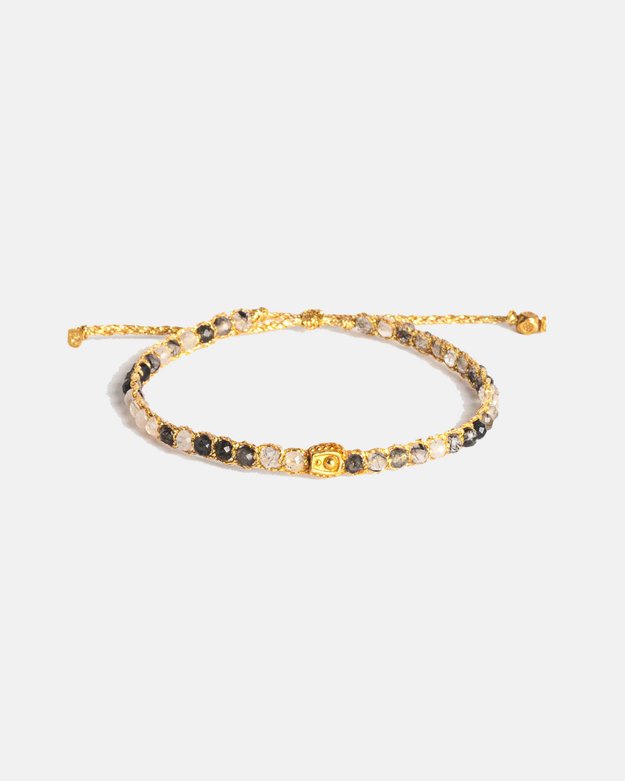 Black Rutilated Quartz Bracelet | Gold