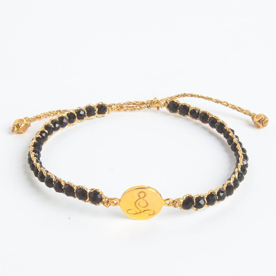 Lotus  Black Spinel Bracelet | Gold