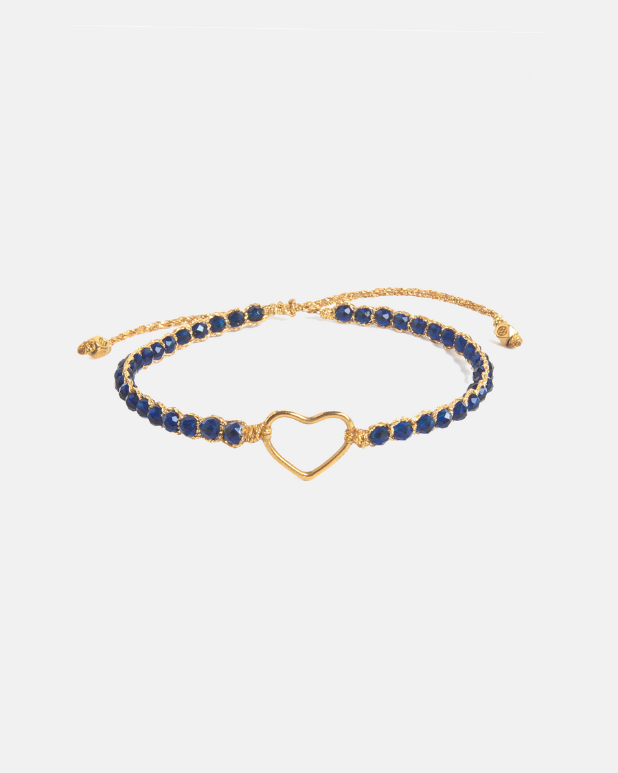 Blue Spinel Heart Bracelet | Gold