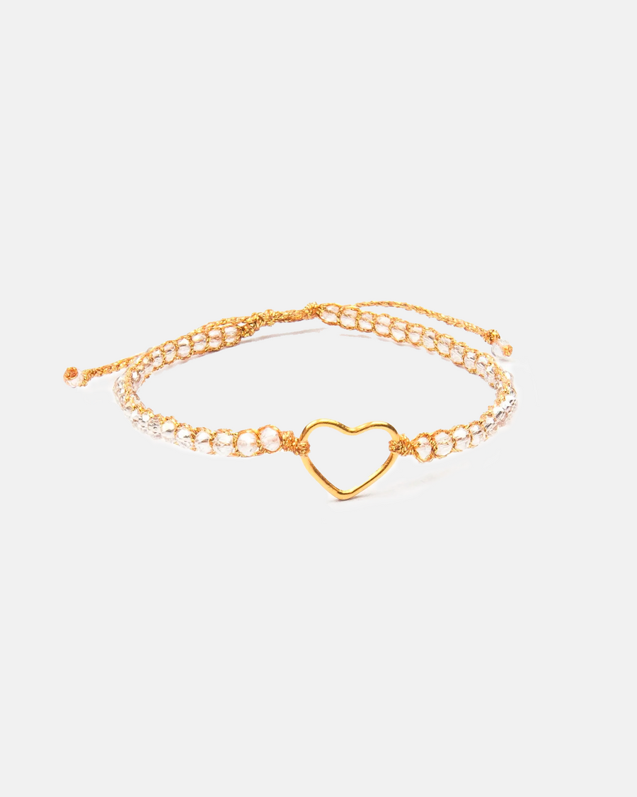 Crystal Rainbow Heart Bracelet | Gold
