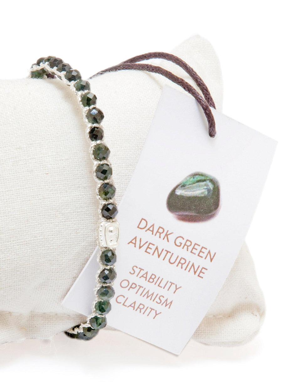 Dark Green Aventurine Bracelet | Silver - Samapura Jewelry
