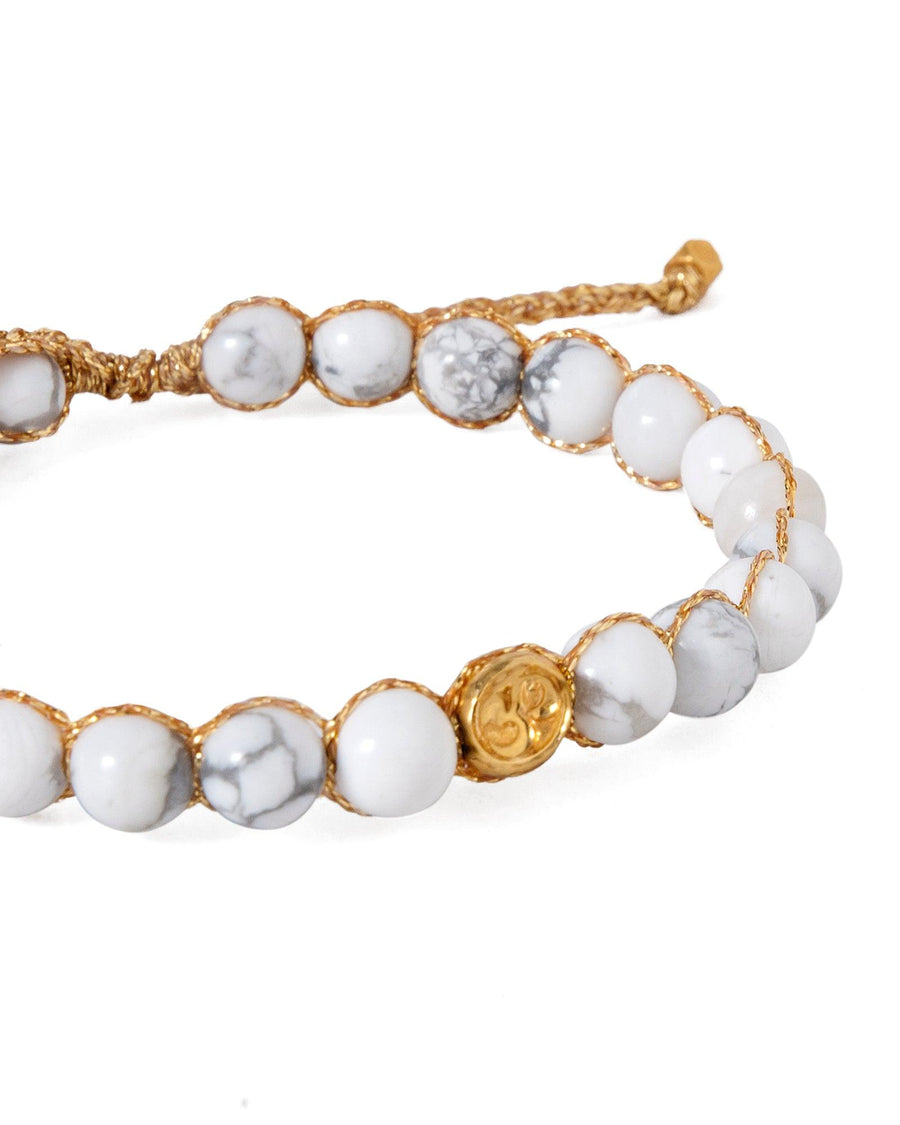 Howlite 6mm Bracelet | Gold - Samapura Jewelry