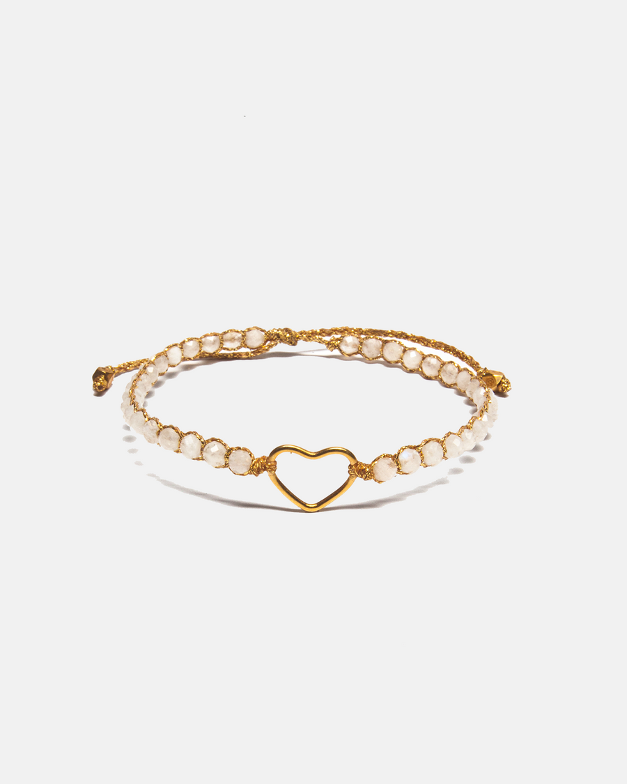 Moonstone Heart Bracelet | Gold