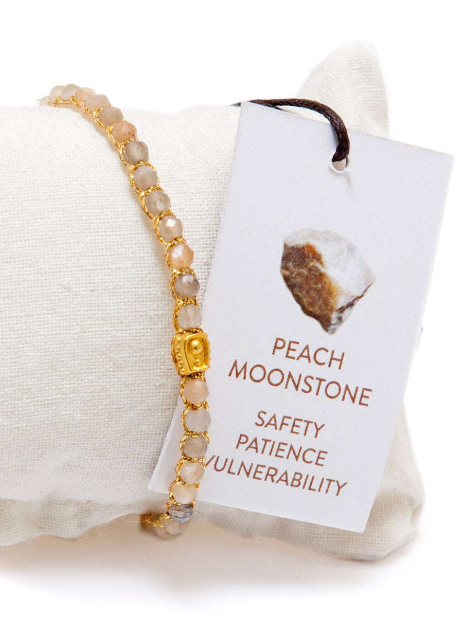 Peach Moonstone Bracelet | Gold