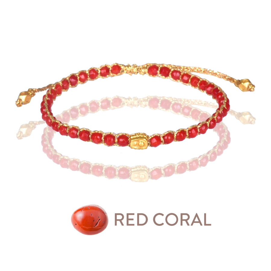 Red Coral Bracelet | Gold